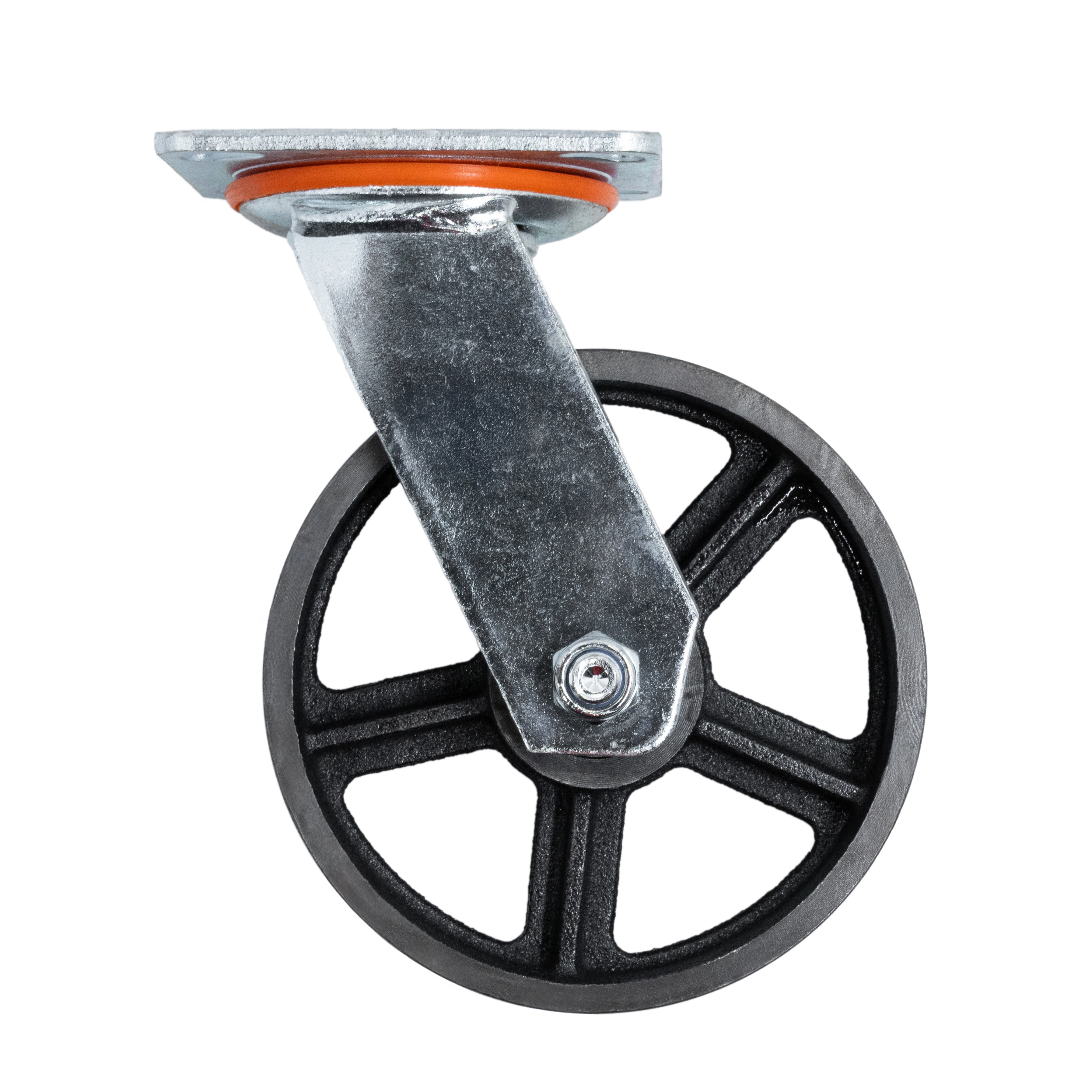 SCs 63 - Большегрузное чугунное колесо без резины 150 мм (поворот., площадка, темн. обод.)