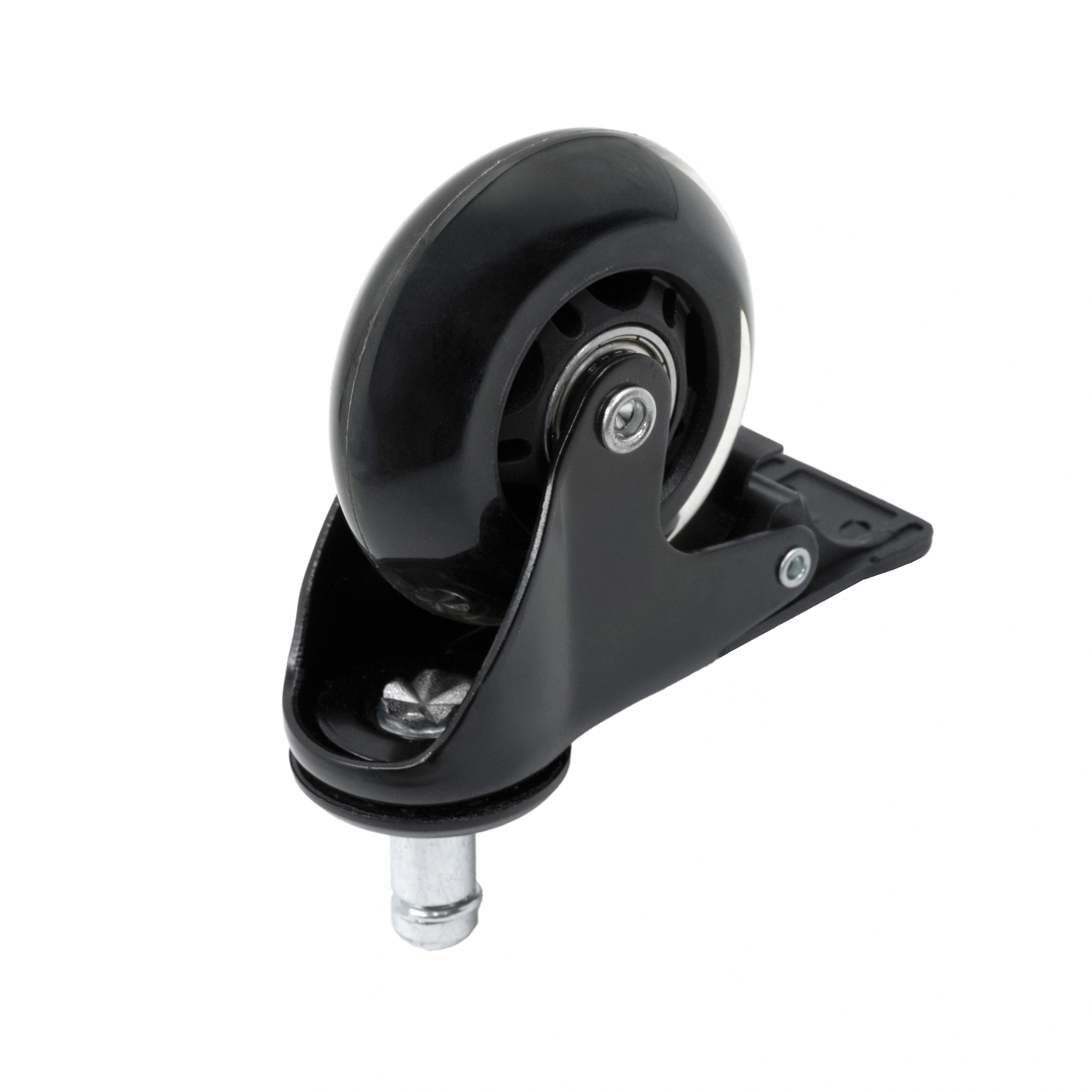 45065Thb - Мебельное силиконовое колесо 64 мм (штыревое крепл, тормоз, дв. шарик, мягкий полиуретан)