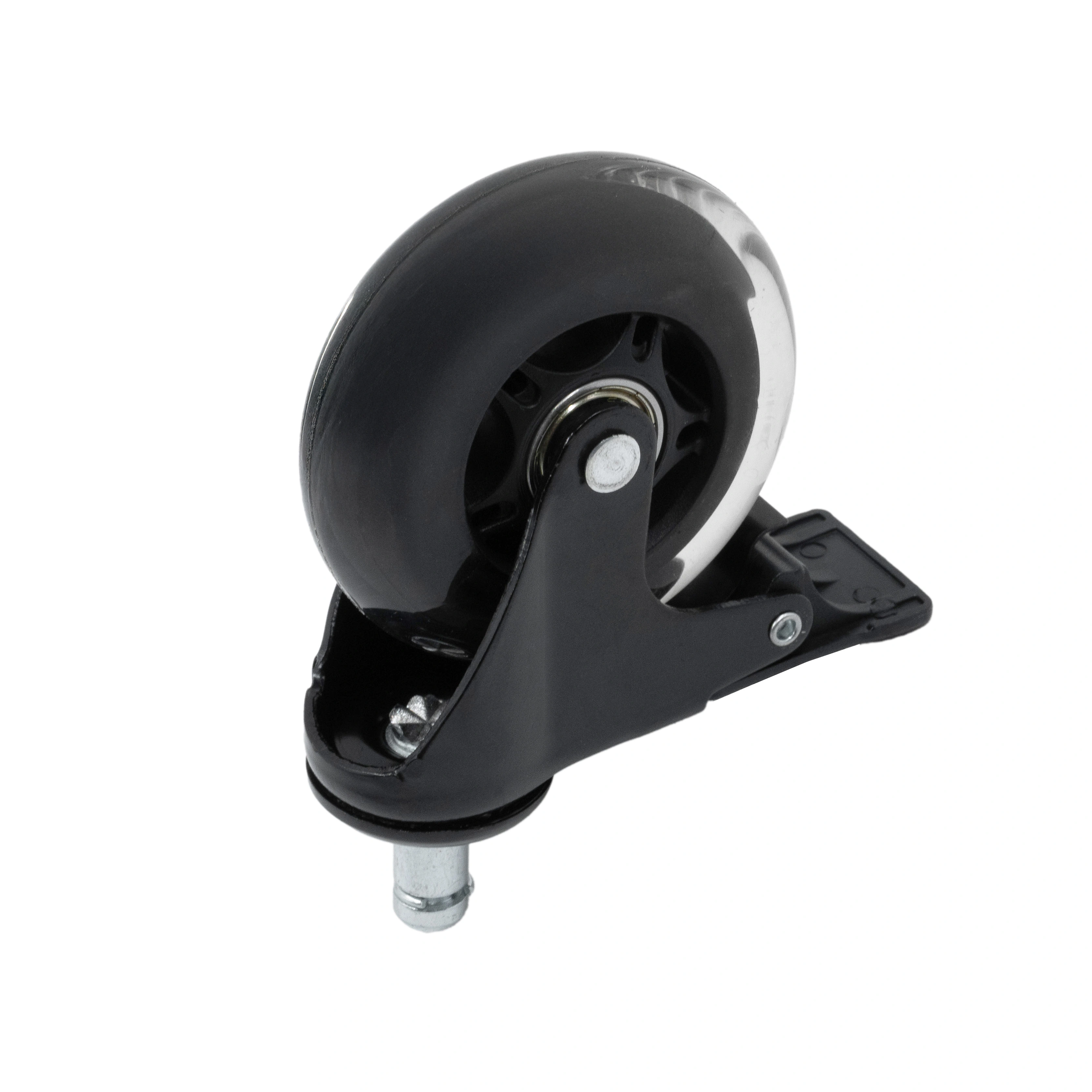 45075Thb - Мебельное силиконовое колесо 75 мм (штыревое крепл, тормоз, дв. шарик, мягкий полиуретан)