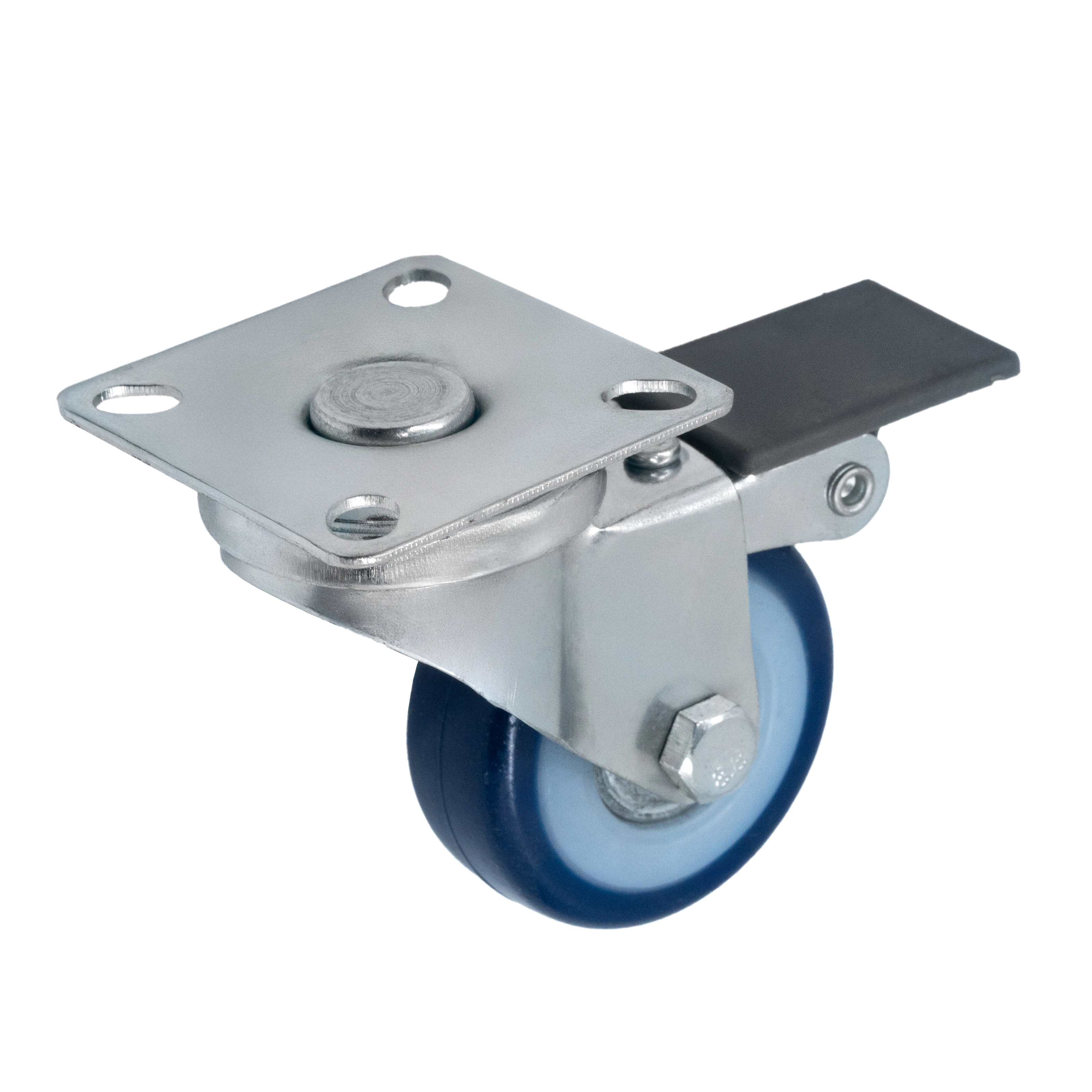 SCvb 25 - Мебел. синее колесо 50 мм (площ., тормоз, поливинилхлорид, полипропил. обод, подш.)
