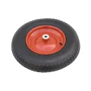 PR 3007-12 - Колесо для тачки / тележки пневматическое 4.80/4.00-8, сварной диск, диаметр 390 мм, ось 12 мм, металлический обод, симметричная ступица, шариковый подшипник